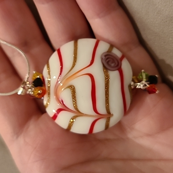 Girl Smiles Jewelry - Glass circle sterling silver necklace